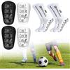SKIKHN 2 Paia Mini Parastinchi da Calcio e 2 Calze Antiscivolo, 9.9x6.1cm Mini Shin Pads e Calze Grip per Bambini e Ragazzi