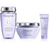 KÉRASTASE Blond Absolu - Routine Brillante e riparatrice per capelli biondi, cattivi e decolorati, con acido ialuronico, shampoo (250 ml) + balsamo (75 ml) + maschera (250 ml)