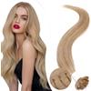 Elailite Extension Cheratina Capelli Veri 1 Grammo Biondi, 25 Ciocche 100% Human Hair Indiani 35cm 20g #27 Biondo Scuro