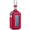 PORRASSO Astuccio Portachiavi Vera Pelle Auto Del Sacchetto Portachiavi Doppia Cerniera Portatile Raccoglitore Chiave Car Key Case per Uomo Donna Rosso