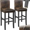 tectake® Set di 2 sgabelli da Bar con Gambe in Legno Massiccio, Seduta Confortevole, Altezza Regolabile 107 cm, Sedia da Pranzo Design Ergonomico, Ideale per Sala da Pranzo e Cucina - Marrone Anticato