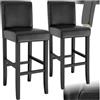 TecTake® Set di 2 sgabelli da Bar con Gambe in Legno Massiccio, Seduta Confortevole, Altezza Regolabile 107 cm, Sedia da Pranzo Design Ergonomico, Ideale per Sala da Pranzo e Cucina - Nero