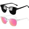 Joopin Occhiali da Sole da Uomo Donna Polarizzati Protezione UV Classici Vintage Rettangolari Quadrati Mezza Montatura Occhiale da sole Unisex (Nero Lucido e Rosa)