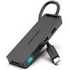VENTION Hub USB C 4-in-1 Con Ethernet, Type C a 4 Porte Multipla 3.0 Sdoppiatore, Adattatore per MacBook Pro, XPS, Laptop (0,5m)