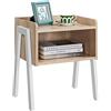 Yaheetech Comodino da Letto Tavolino Laterale Divano in Legno e Metallo Tavolino Impilabile Stile Vintage con Scomparto Aperto, Tavolino per Soggiorno Salotto 46,5 x 35 x 52,5 cm