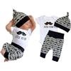 Juflam Set di 3 pezzi per neonati, tutina con pantaloni e leggings e cappello, Manica corta., 0-6 Mesi