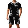 ZDSUHYIW Tuta estiva da uomo, 2 pezzi, estiva, comoda tuta sportiva con stampa Boss, abbigliamento da fitness, polo a maniche corte, per il tempo libero, streetwear Activewear maglietta e pantaloncini