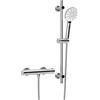 Görbach Colonna Doccia con Miscelatore Termostatico, Set Asta Doccia in Acciaio inox con Doccetta e Tubo, Saliscendi Doccia 70 cm, Cromo