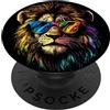 Un leone divertente per gli amanti dei l Leone con Occhiali da Sole Criniera di Leone Amore di Leone PopSockets PopGrip Adesivo