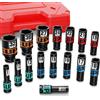 Aurlloct Set di Chiavi a Bussola Esagonali da 1/2, 16 Pezzi, 10-32 mm, Set Chiavi a Bussola Lunghe, per Riparazione Autoveicoli Riparazioni Meccaniche