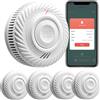 RISOON Smart Rivelatore di Fumo, Rivelatore di Fumo Wi-Fi, compatibile con l'app Tuya/Smart Life, nessun gateway richiesto, segnale di allerta da 85 dB, mini rivelatore di fumo e incendio connesso, 4-Pack