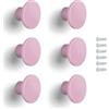 Poliplast - Set da 6 Pomelli, Design a cerchio, per Cucina, Armadio e Cassetti, per Bambini, Verniciato a mano, Colore Rosa, Art. 22