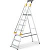Hoström Scala DURAMP 7 gradini con corrimano e vaschetta per attrezzi, leggera e pieghevole, altezza piattaforma 140 cm, 5 anni di garanzia, Hostrom