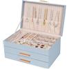 Dajasan Portagioie Donna da Camera, Porta Gioielli da Comodino, Portagioielli Grande a 3 Livelli con 2 Cassetti, Organizer Gioielli Elegante per Collane, Orecchini e Braccialetti, Idea Regalo