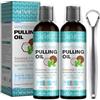 WANFAER Collutorio di estrazione dell'olio di menta con raschietto per lingua - Estrazione di olio di cocco naturale per lo sbiancamento dei denti, l'alito fresco e denti e gengive più sani (2 pz)