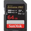 Sandisk 64GB Scheda SDXC SanDisk Extreme Pro 280/100MB/s Classe 10 Nero [SDSDXEP-064G-GN4IN]