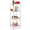 Relaxdays Scaffale da Bagno, Legno di Noce, Ripiani Portaoggetti, Mobiletto Salvaspazio,112x36x36, Mobile Cucina, Bianco