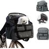 Yallmie Cestino Bicicletta Anteriore Per Cane, 37 * 27 * 40 Cm Porta Cani per Bici Elettrica 4 In 1 Trasportino Cane Bici Anteriore Multifunzionale Cestino Bicicletta per Animali con Finestra a Rete, Grigio