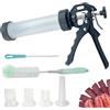 Glowgath Kit professionale di pistola a scatti di manzo, per riempire salsicce, pistola a scatti per carne macinata, in plastica per uso alimentare, sparatutto a scatti con 4 ugelli e 2 spazzole