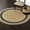 Ripaz Vogue - Tappeto rotondo in iuta intrecciato a mano, beige con bordo nero, fatto a mano, decorazione per la casa (60 x 60 cm)