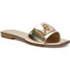 ESSEX GLAM Ciabatte da donna piatte con punta aperta, piegatura con fibbia, per l'estate, casual, comode, taglia 36-42, Oro metallizzato, 38 EU