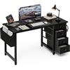 Grandder Scrivania 120x50cm, Tavolo per PC con 4 Cassetti in Tela, Scrittoio per Uso Domestico e Ufficio, Tavolo da Lavoro Multifunzione, Adatta per Soggiorno/Ufficio, Nero