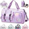 Hoseay Borsone Palestra Donna Grande Borsone da Viaggio con Tracolla Borsa Piscina Impermeabile Borsa Sportiva con Scomparto Scarpe Borse Danza Leggero per Gym Piscina Nuoto Ginnastica Ritmica, Viola