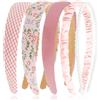 GGUFAY Cerchietti Per Capelli Donna 5 Pezzi - Fascia Con Perle Quadri Rosa Fiori Seta Arricciata - Set Accessori Capelli Eleganti Per Occasioni Speciali - Colori Rosa