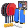 Ceciliec Set di racchette da ping pong, racchette e palline da ping pong professionali, rete retrattile con pali e custodia, accessori per pingpong e tavolo da gioco