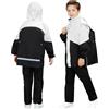 Baogaier Tuta Impermeabile Ragazze Ragazzi, Leggero Antipioggia Giacca con Cappuccio e Pantaloni Set, Unisex Bambini Impermeabili Tute Pioggia con Strisce Riflettenti per 11-12 anni, Nero Bianco