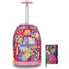 Mitama Trolley Run Scuola Mitama,Doppio Scomparto, Rosa, Bambina Ragazza + Taccuino con Matita Inclusa - Fogli a Quadretti