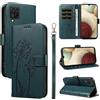 Bravoday Cover per Samsung Galaxy A12 4G / Galaxy M12, Custodia in PU Pelle Portafoglio Flip Schede con Slot per Carte, Magnetica Antiurto Cover per Galaxy A12 4G / M12, Verde Scuro