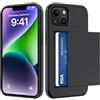 ÁRBOLORO Cover per iPhone 14 con Porta Carte Custodia Portafoglio Antiurto Anti-Graffio Resistente Grado Militare Protettiva Slot Nascosto Scorrevole Case, Nero