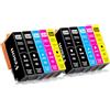 Veson 10x 364XL Cartucce per stampante compatibili con le cartucce HP 364XL per Photosmart 5520/10, 6510/20, 7510/20, Deskjet 3520, 3070A, 3522, Officejet 4610/20/22 (4 Neri, 2 Ciani, 2 Gialli, 2 Magenta)