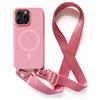 2NSPDRGNI Magnetica Cover con Collana Compatibile con iPhone 15 Pro Max,Case con Laccio per Il Collo Custodia con Cordino,Pink