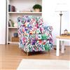 LIBEROSHOPPING Poltrona imbottita BERGERE sfoderabile in velluto stampato bianco fantasia fiori