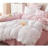 Freyamy Copripiumino 220 x 240 cm Amour Rose Parure da letto matrimoniale in microfibra con cerniera reversibile set copripiumino cuore con 2 federe 65 x 65 cm per bambine