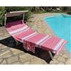 Vico Casa® Telo Mare per Lettino PALAU 75x195cm in cotone, Rosso/Telo lettino, piscina, spiaggia con cuscino, tasche e sacca portatelo