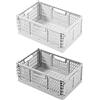 PFLYPF 2 scatole pieghevoli in plastica, impilabili, portaoggetti portatile, 22 x 14,8 x 8,7 cm, adatte per cucina, bagno, ufficio (grigio, bianco)
