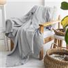 Milam London Plaid in Cotone per Divano | Plaid Morbidi per Poltrone, Divano, Sofà | Plaid per Letto Singolo, Coperta per Esterni, Grigio - 170 x 200 cm