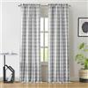 Bapawfish Tende per finestre a quadri grigi e bianchi, lunghezza 228 cm, tende semi velate per camera da letto e soggiorno, stile retrò a scacchi, con tasca per asta, 101,6 cm x 228 cm (larghezza x