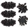 Aiokrtse capelli vergini peruviani corti e ricci 100% capelli umani tessere fasci 3 pezzi 6 pollici 119 grammi colore nero naturale