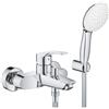 Grohe Eurosmart Set Miscelatore Monocomando Cromo Metallo Vasca Doccia + Manopola + Supporto a Parete + Flessibile - 25276003 ,