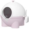 PawHut Lettiera per Gatti 4kg Max con Coperchio e Paletta Inclusa, 53x51x48 cm, Bianca e Rosa | Aosom Italy