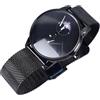Ausla Orologio da Uomo Al Quarzo con Fasi Lunari, Elegante Orologio Minimalista Impermeabile in Maglia di Acciaio Inossidabile Nero per Varie Occasioni