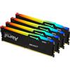 Kingston Ram DIMM DDR5 64GB Kingston Fury Beast RGB Quad-Kit 4x16GB 5200MHz CL40 1.25V Nero [KF552C40BBAK4-64]