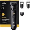 Braun Trimmer Barba Series 5, + 4 strumenti per creare il suo stile, lama ultra affilata, 120 min di autonomia, 40 lunghezze, impermeabile, rotella di precisione e bloccaggio, BT5520, nero