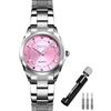 SKMEI Orologi da donna donna moda impermeabile vestito business acciaio classico analogico al quarzo semplice moglie ragazze regali oro orologio da polso, L1620rosa, Moda