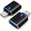 HAUXGOGO Adattatore da USB C Maschio a USB 3.0 Femmina (Set da 2) | Adattatore USB-C a USB-A, Trasmissione Dati ad Alta Velocità, Conversione Di Interfaccia, Ricarica, Supporto OTG - Nero