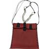 Borsa Tracolla Donna Vera Pelle A91 Artigianale Rossa Nera Fatta a Mano Elegante